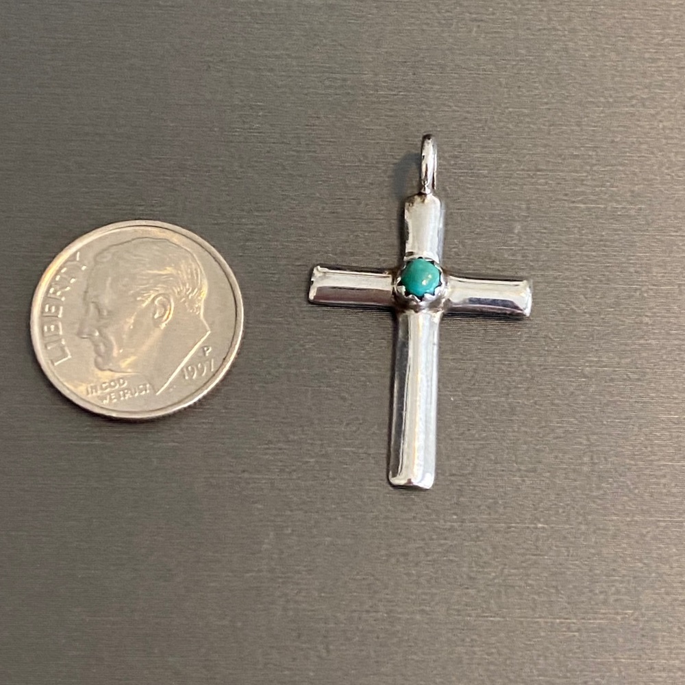 Sterling silver and turquoise cross